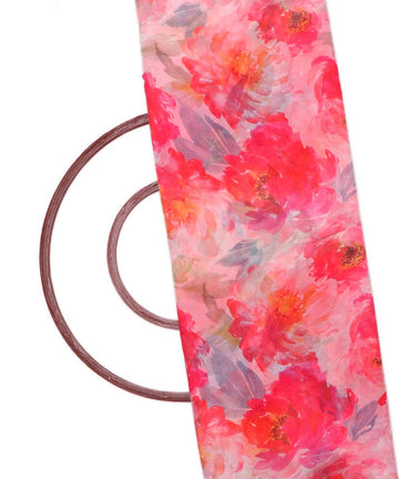 pink colour floral print georgette fabric 1